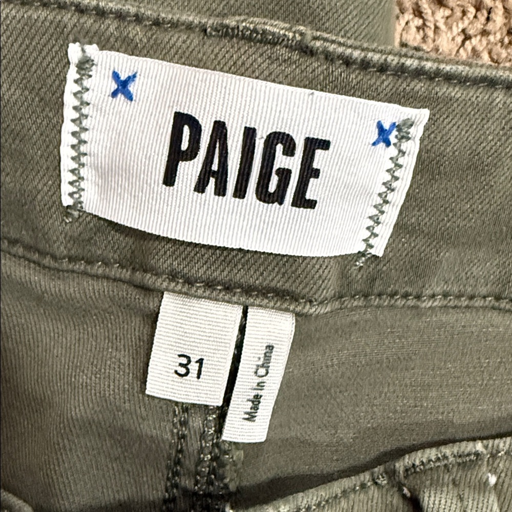PAIGE Women's Carly Cargo Wide Leg Vintage Ivy Green Jeans Size 31 - Picture 9 of 11